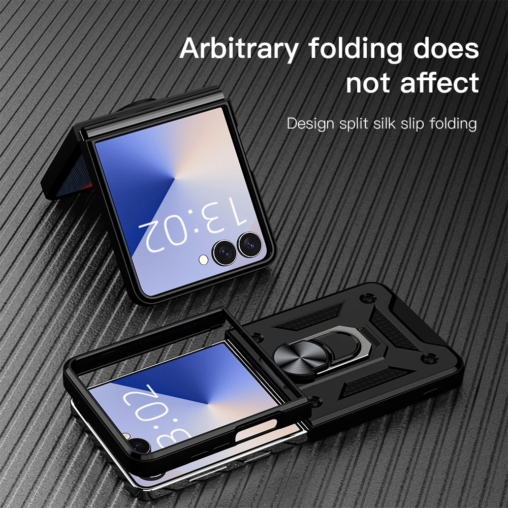 Premium Military Grade Armor Shockproof Protection Case For Samsung Z Flip 7 FE 6 5 Car Magnetic Invisible Ring Bracket Cover view 3