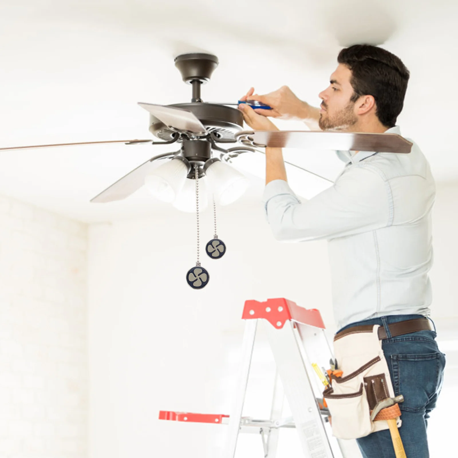 

2 шт., подвесной светильник, удлинитель цепи, потолочный вентилятор премиум-класса, тянущая цепь с шикарным дизайном для спальни, гостиной