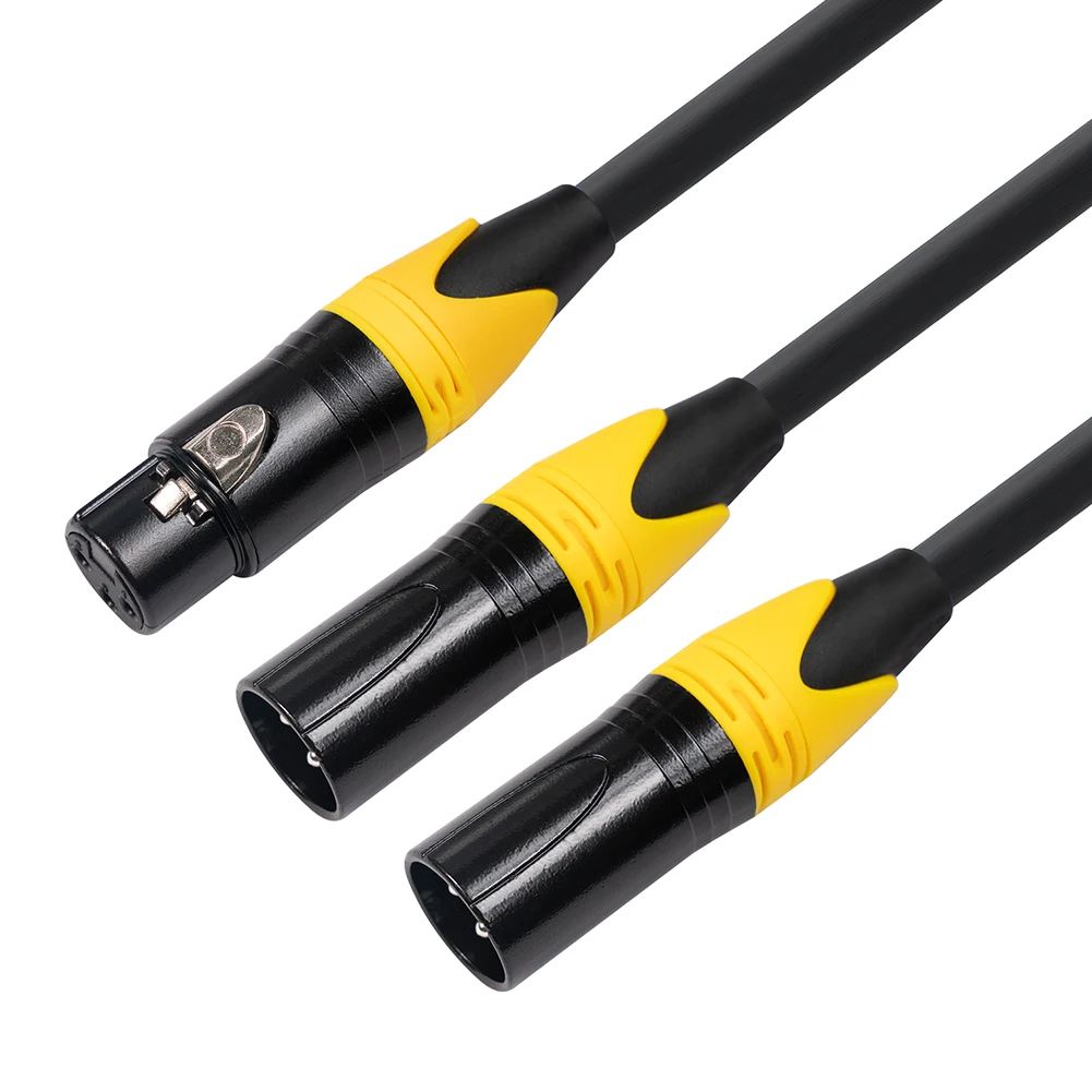 Splitter Mic Cable Black Connectors Balanced Mic Cable One XLR Female Two XLR Male Y Splitter (OFC) Conductors