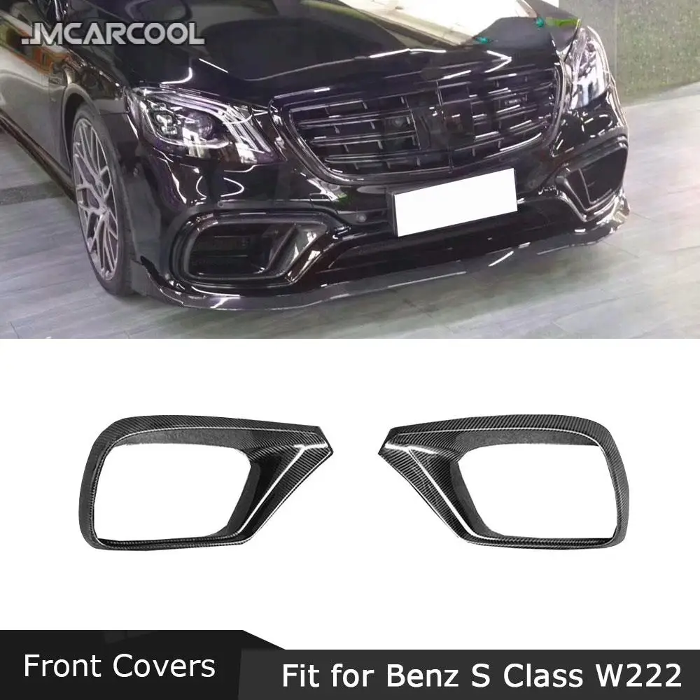 

JMCARCOOL Удлинитель переднего бампера из углеродного волокна, накладки на вентиляционное отверстие, накладка для Benz S Class W222 S63 S65 для AMG 2018 2019