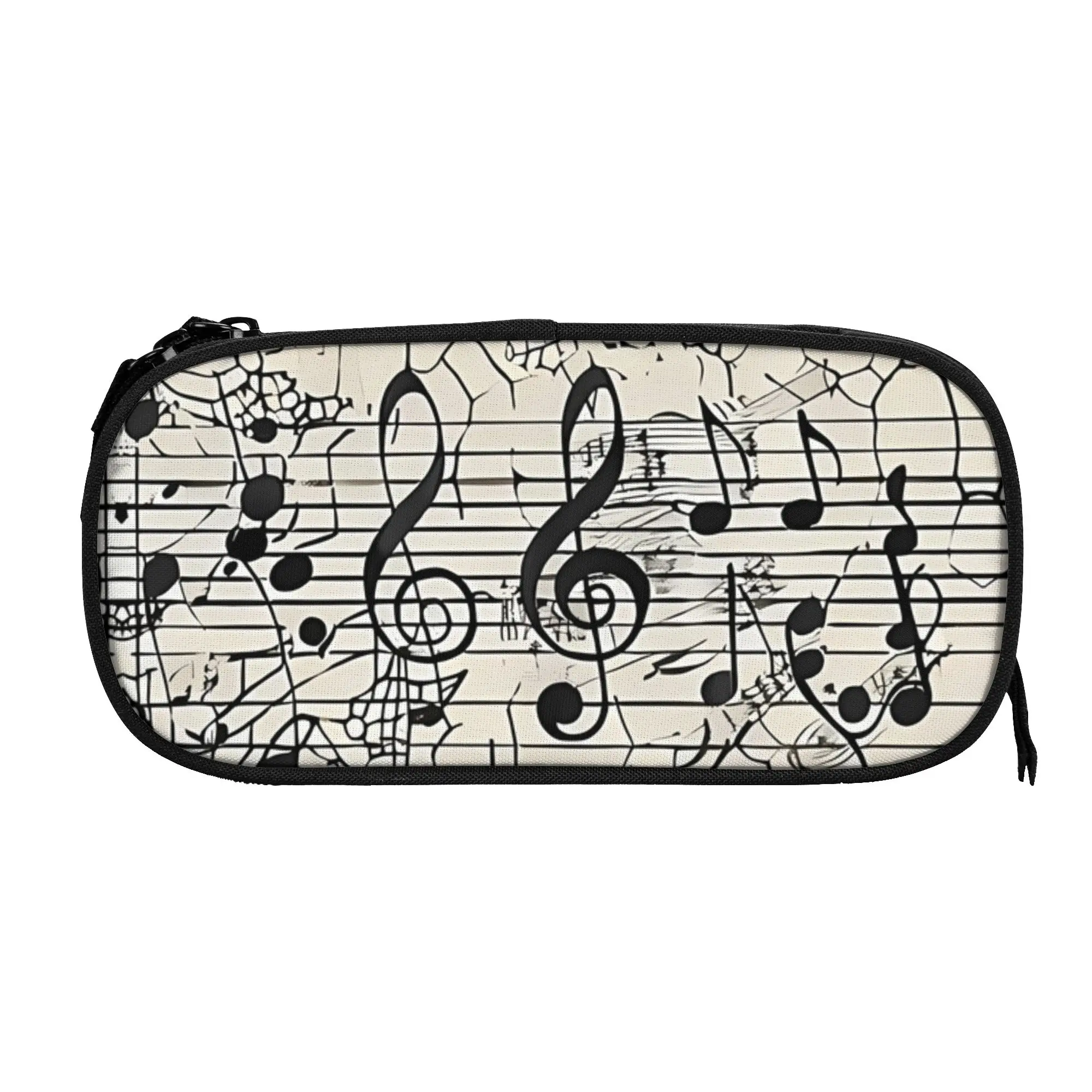1 piece Stylish Musical Pattern Pencil Case Student Pen Bag Music Notes School Stationery Bag