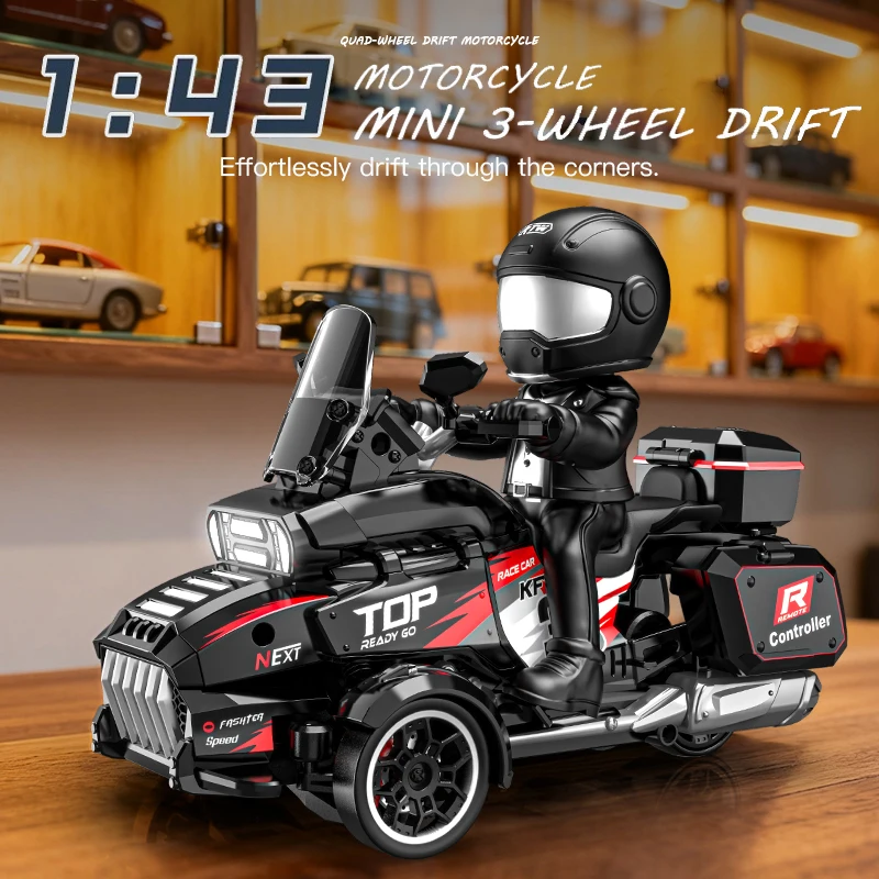 KF35 1:43 Three Wheels RC Car Drifting Motorcycle 2.4G Remote Control Electric High Speed Emulation Motorcycles Toys For Kids