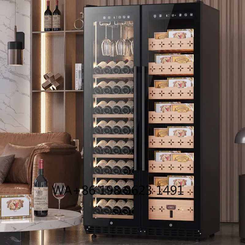 Embedded Dual Zone Wine Cigar Cabinet Constant Temperature Humidity Control Moisturizing Red Wine Cellar Fridge Cooler