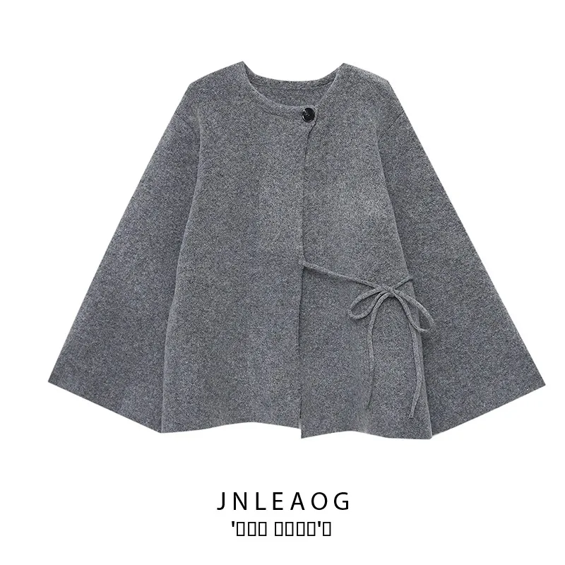 

Модный однотонный круглый трикотажный тюнер Ne, женский осенний новый Sle JNLEAOG, универсальный дизайн, длинное све, полиэфирное волокно