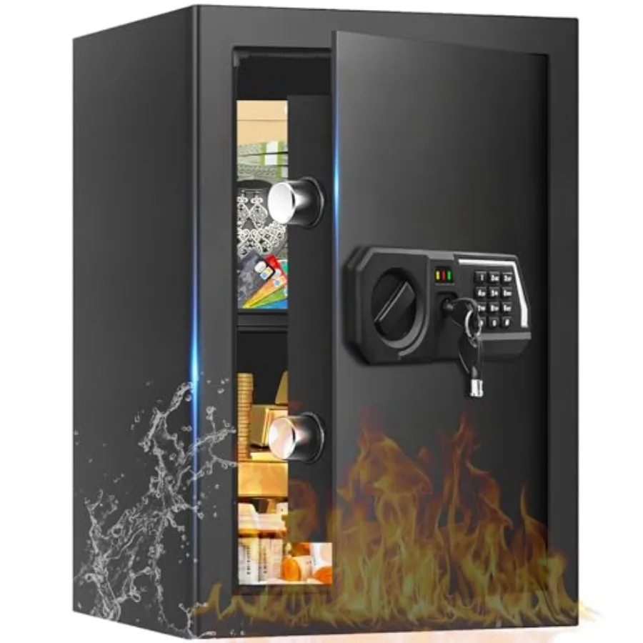 

Большой сейф 3.4 куб. фута для дома, цифровой, огнестойкий, водонепроницаемый, с программируемой клавиатурой, запасными ключами и съемным сейфом для ценностей