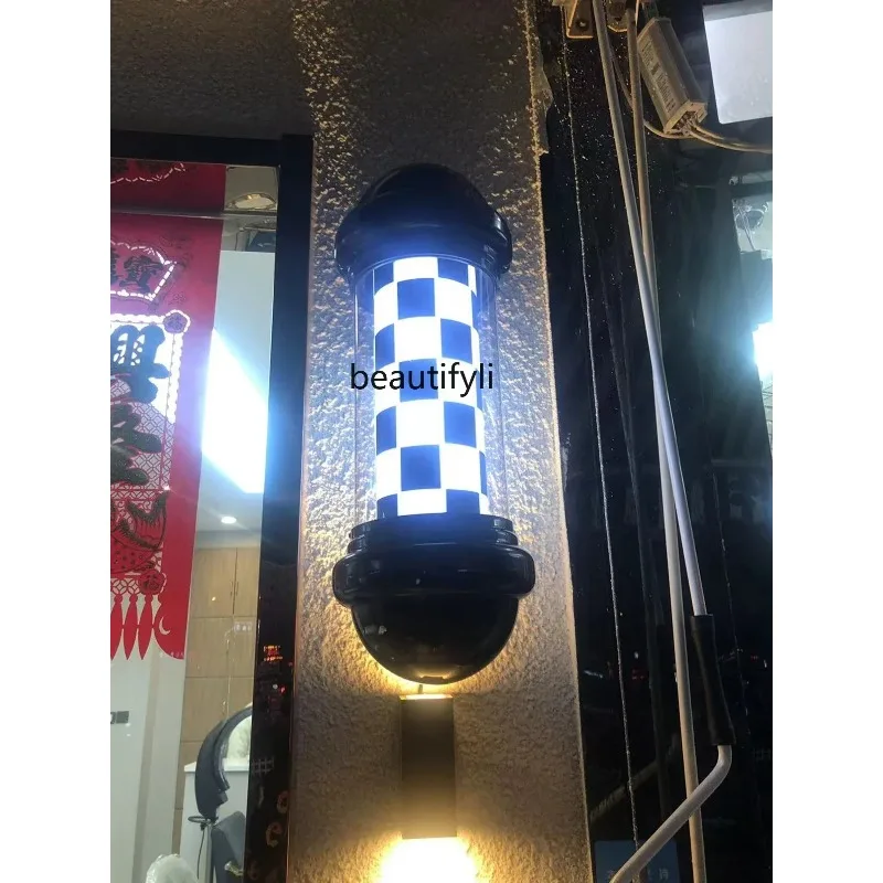 cn8617 ssRotating Lamps for Barber Shops round Turn Light Wall Hanging Retro Light Box Outdoor Wall Hanging Waterproof