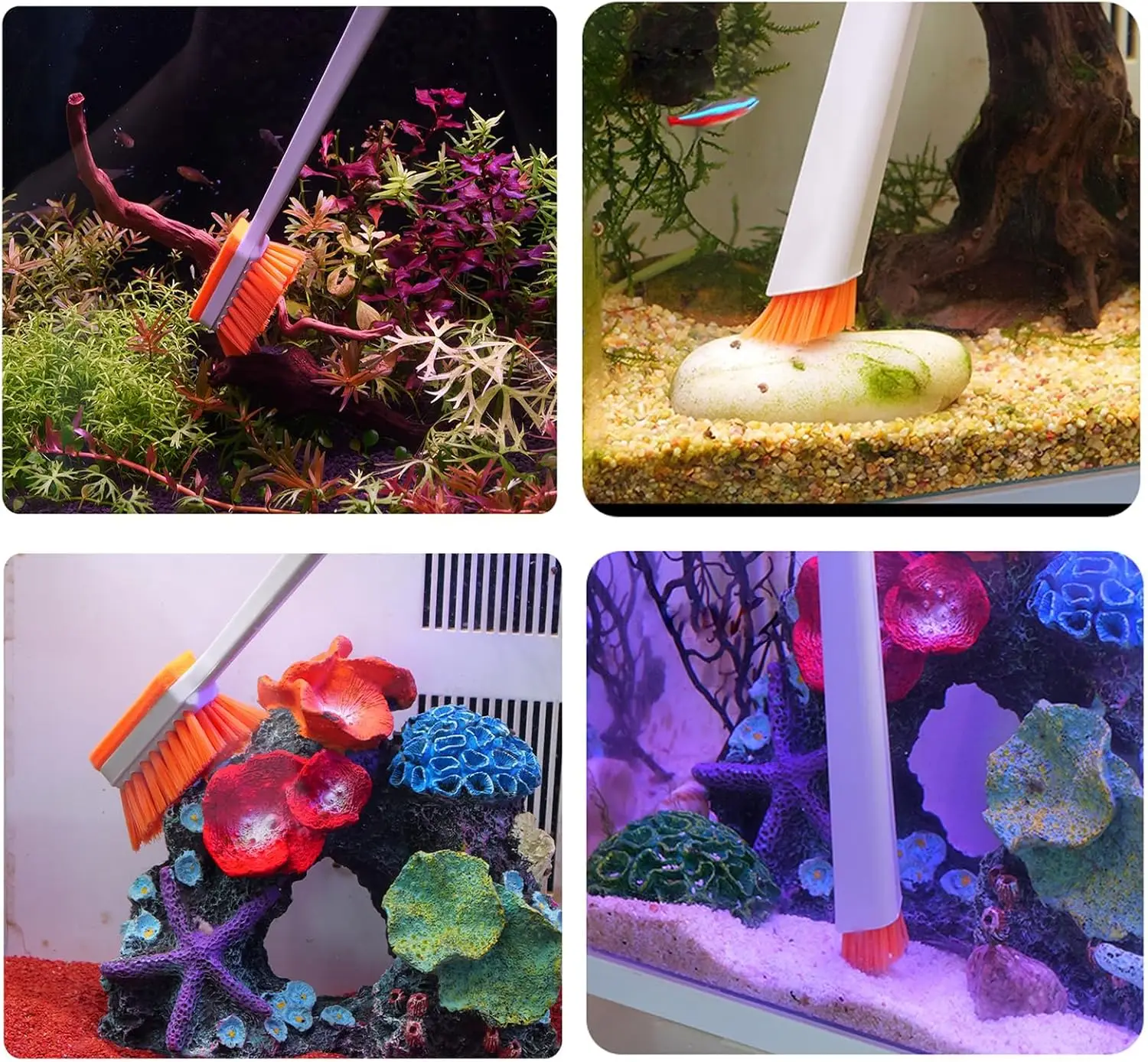 Aquarium Algae Scraper & Brush – Safe for Glass & Acrylic Tanks, Compact Cleaner for Small to Medium Fish Tanks