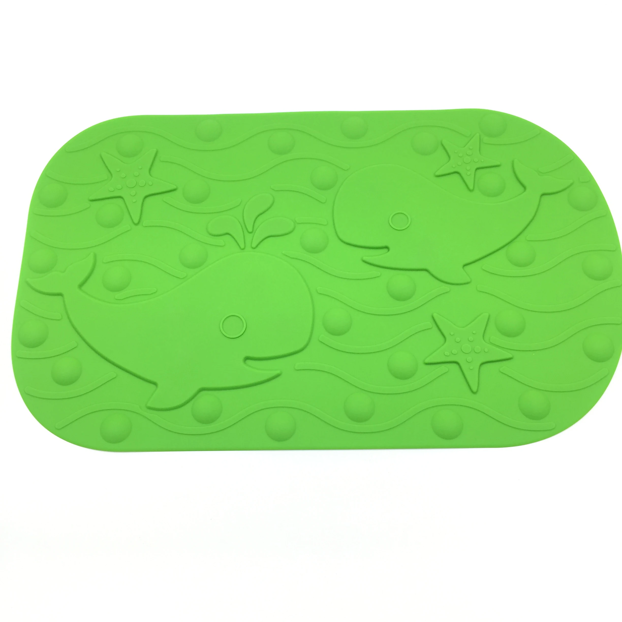 

Green food grade children's bath mat silicone bath mat, table mat
