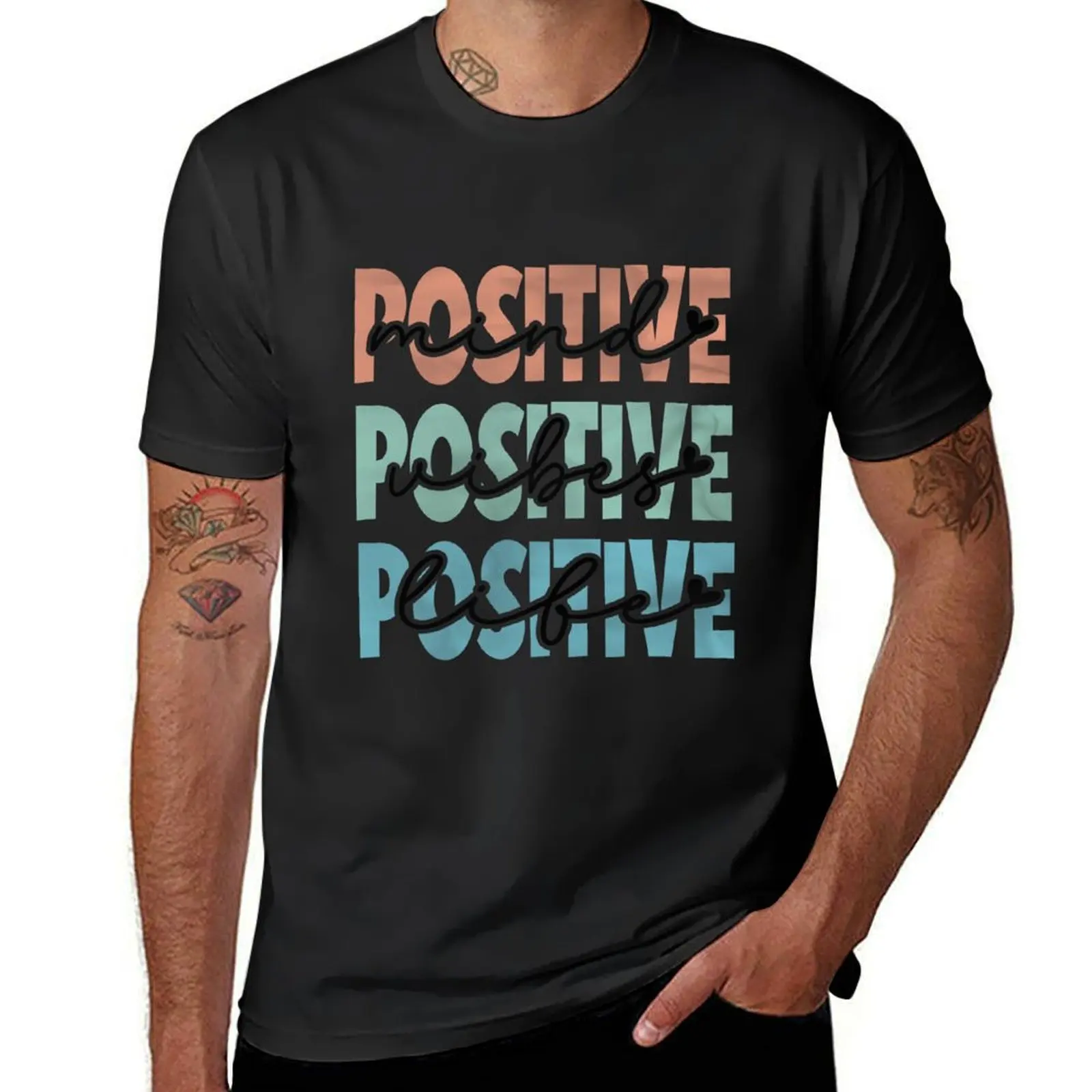 

Positive Mind Positive Vibes Positive Life T-Shirt oversized Aesthetic clothing anime new edition heavyweight t shirts for men