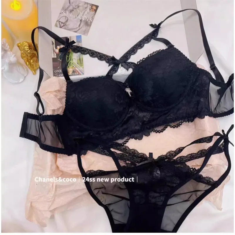 مجموعة ملابس داخلية MOYISU Kawaii على شكل قلب، نمط ملابس خارجية حمالة صدر من الدانتيل الأرجواني، محسن رفع الصدر Sml، بلوزة براليت بتصميم نقي مثير #1