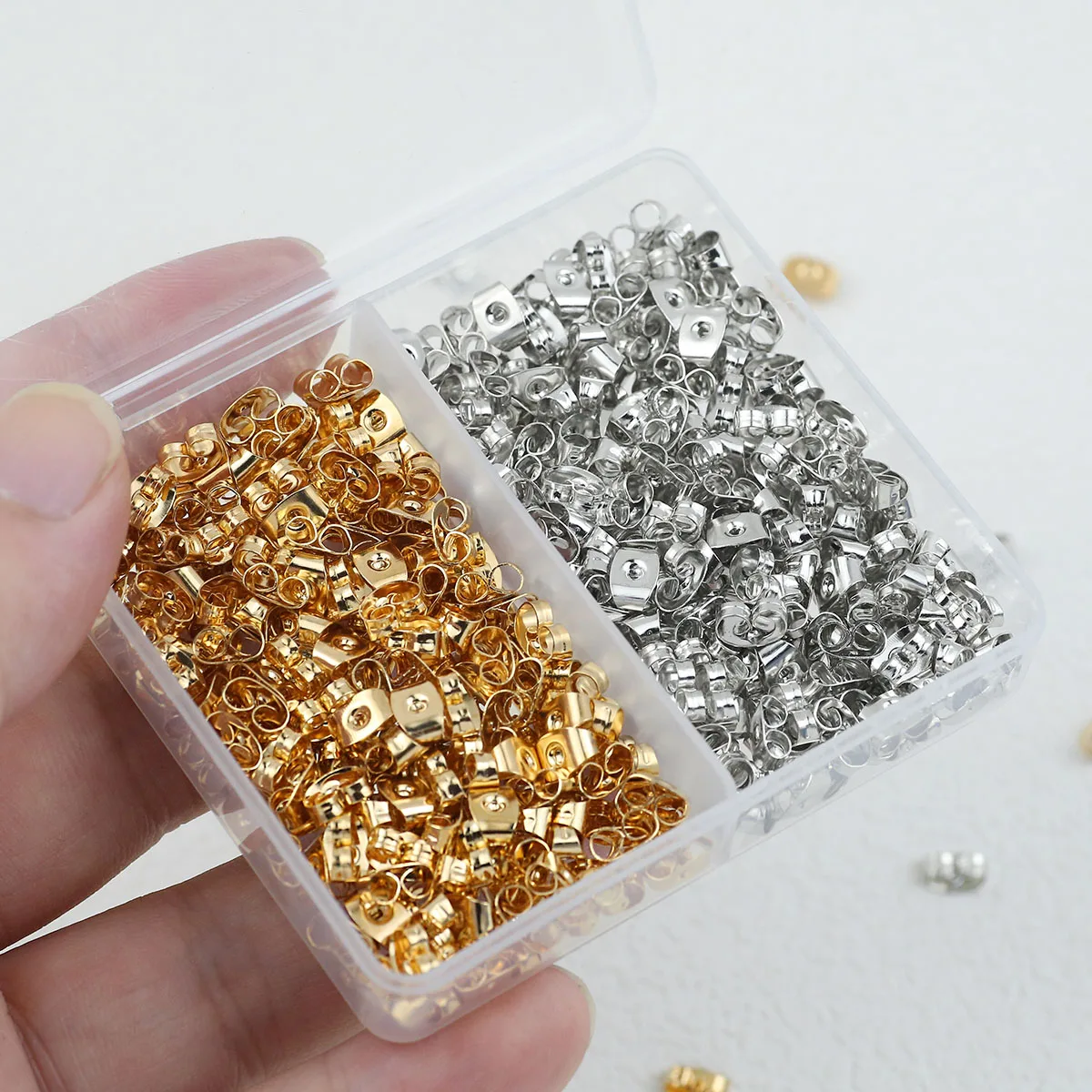 6mm 400pcs Two-color Loose Earring Caps Boxed Jewelry Making Materials Ear Plugs Kit For Handmade Earrings DIY Accessories