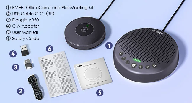 Bluetooth-Freis prec heinrich tung Konferenz USB-Lautsprecher emeet luna plus Kit-Lautsprecher telefon mit 8 Mikrofonen 360 ° Sprach aufnahme für das Home Office – Detail 14