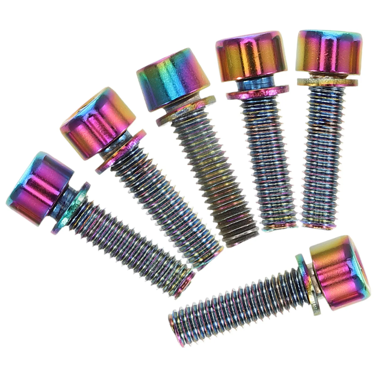 6Pcs Titanium Steel Bicycle Stem Bolts M5x17mm Hexagonal Tapered Bike Handlebar Stem Screws for Mtb Road Bike Secure Fit