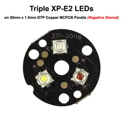 Triple XP-E2 Red Green Blue SMD 3535 LED Emitter on 20mm DTP Copper MCPCB Negative Shared with LENs Flashlight DIY