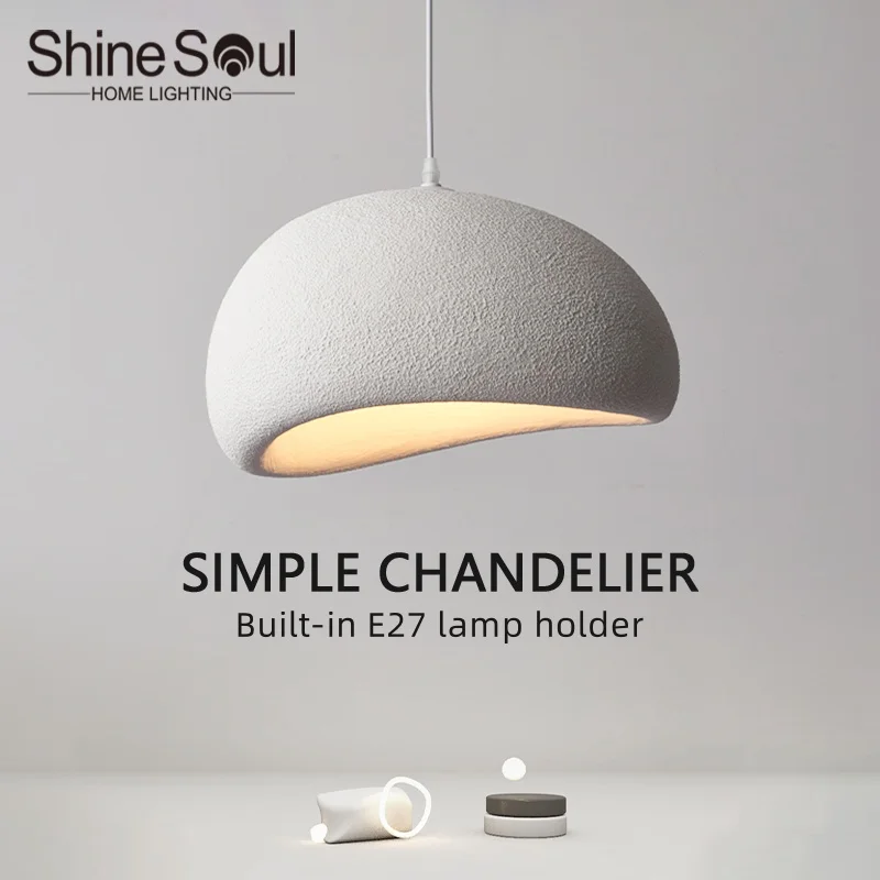 

Nordic E27 Wabi Sabi Luxury Pendant Light Cream Style Bedroom Living Room Chandelier Lustre Hotel Loft Home Decor Hanging Lamp