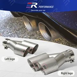 Exhaust Racing Double Outlet Exhaust Tips Universal Matte Stainless Titanium alloy Muffler Tailpipe for GTI MK7 Golf7 Nozzle