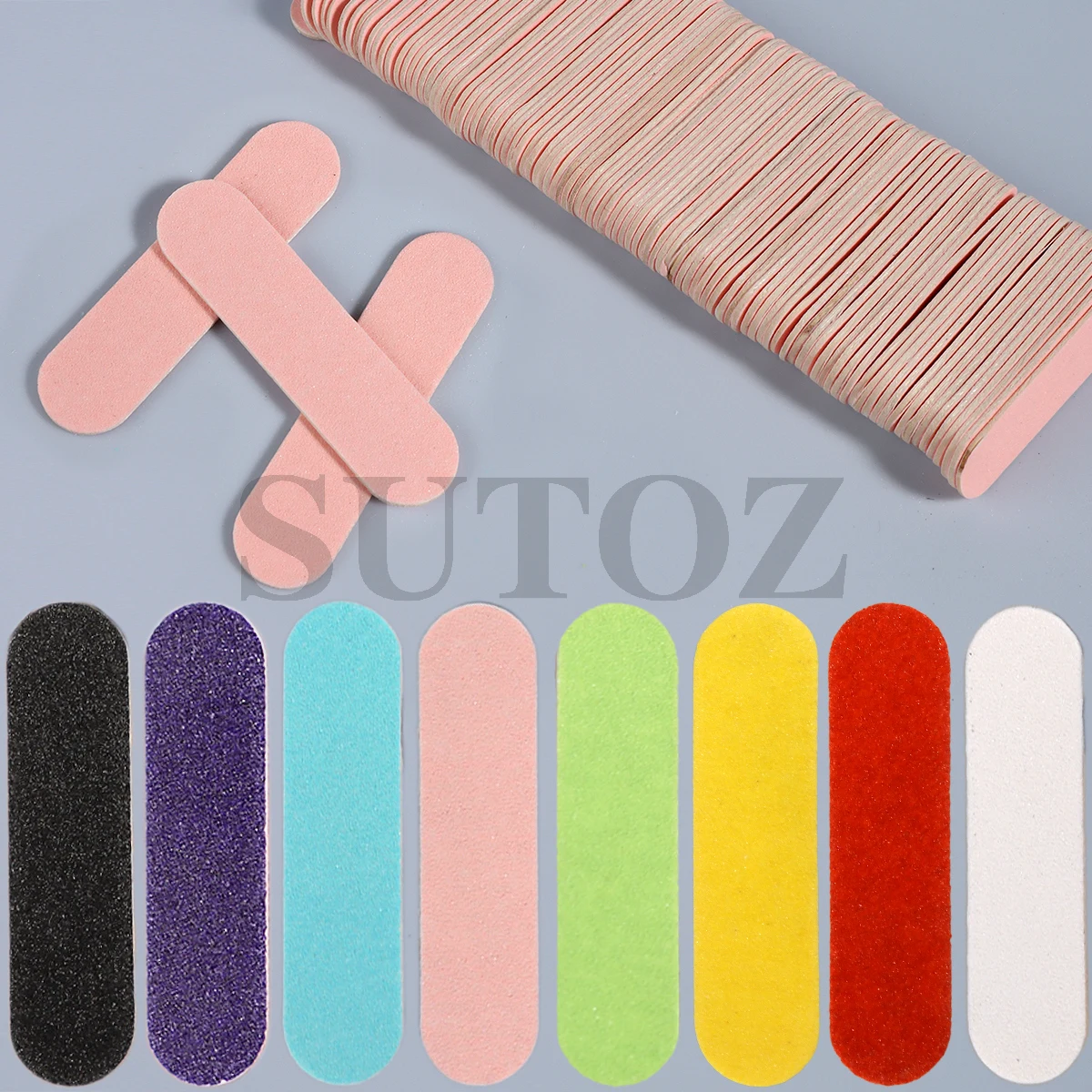 50/100pcs Small Double-Sided Disposable Nail Files Pink Blue White Nail Polishing Sandpaper Buffer Files Block Nail Tools LECX