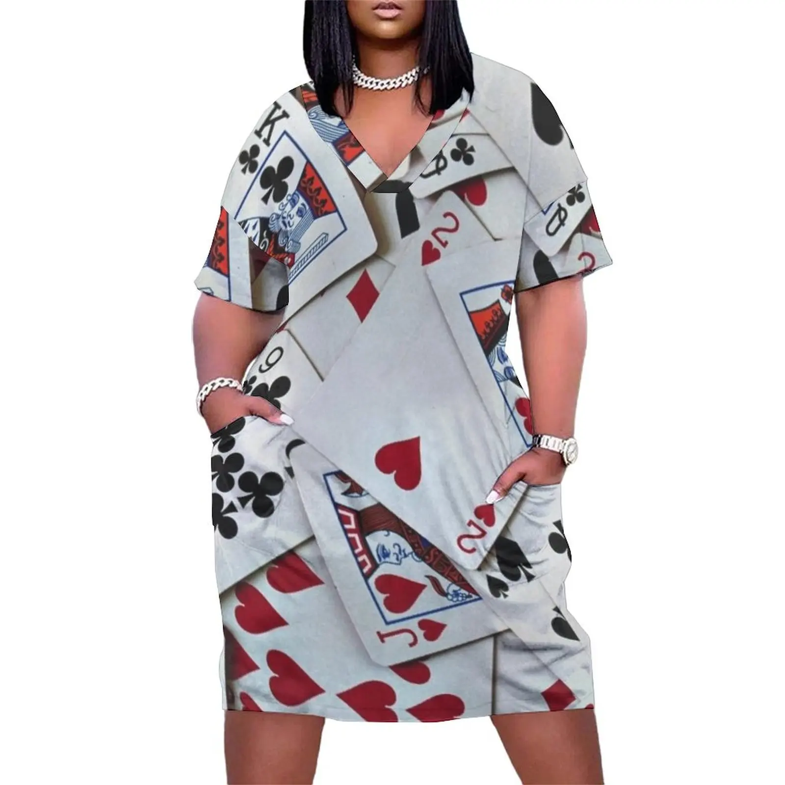 

Playing Cards Poker Games Queen King Loose Pocket Dress women"s summer clothing 2024 Dresses gala long dress women