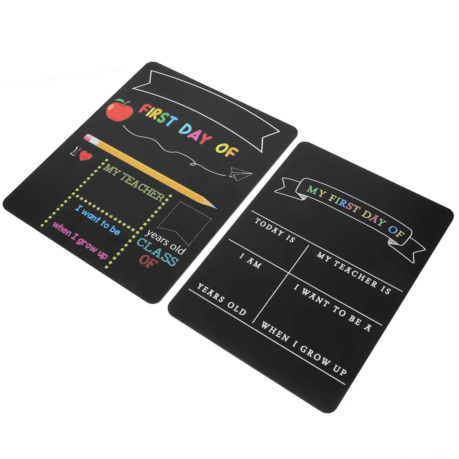 2 Pcs Back to School Blackboard Chalkboard Sign First Day of Pre Signs Double Sided Student
