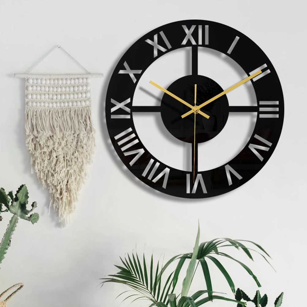 

Modern Style Lightweight Acrylic Wall Black Mute Hanging Clock Home Office Decor Space Saving Creative Wall Hanging Clock For