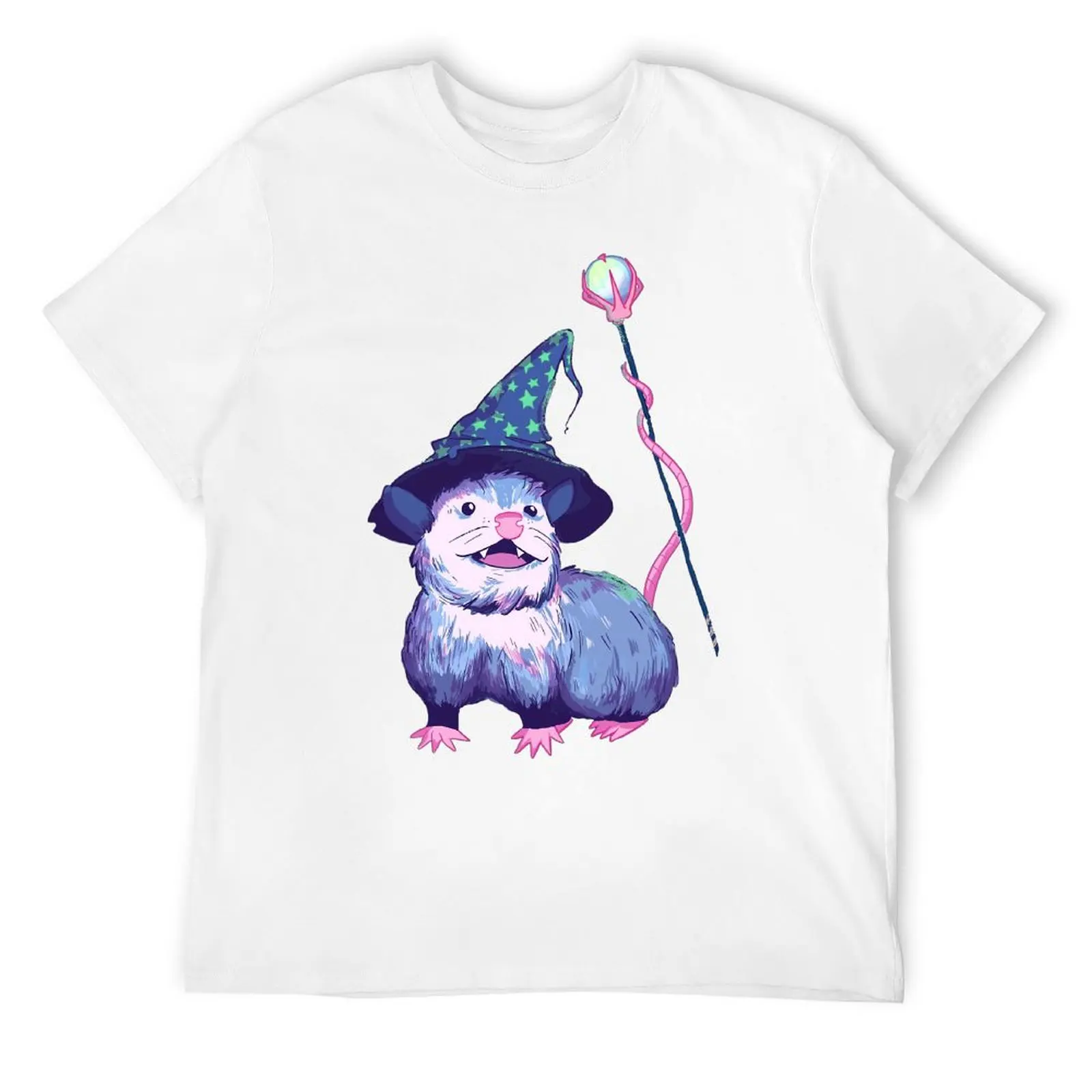 Opossum Wizard Classic for Sale Round Neck T-shirt Motion Top Tee Top Quality Funny Novelty Travel USA Size