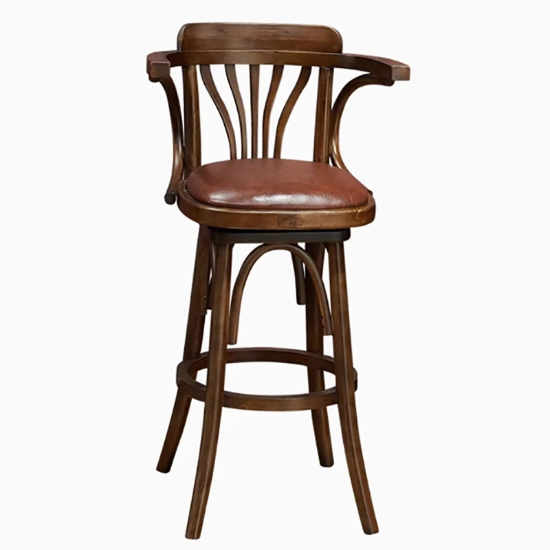 

Retro solid wood rotating high bar chair casual cafe bar American bar stool