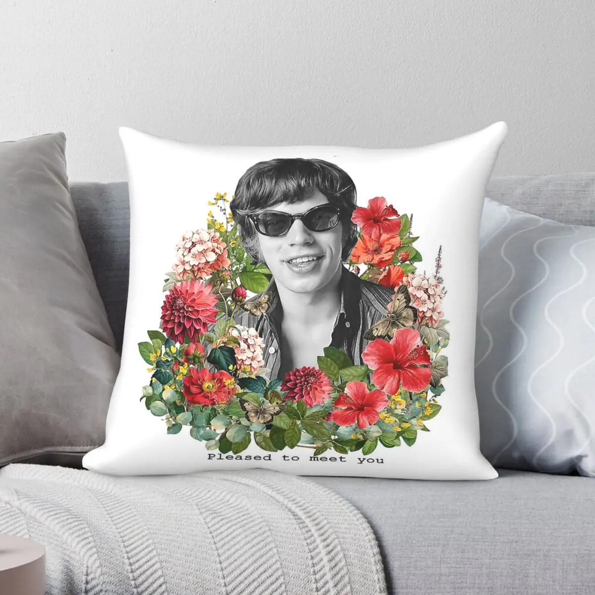 Mick Jagger Pleased To Meet You Square Pillowcase Polyester Linen Velvet Pattern Zip Decorative Room Cushion Case