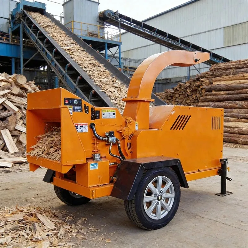 Mobile Diesel Wood Chipper High Efficiency Tree Branch Crusher Multifunctional Farming Forestry Shredder Factory Direct
