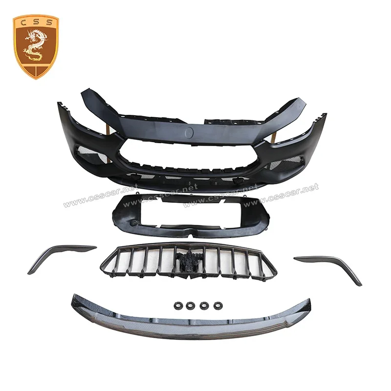 For Maserati Ghibli Upgrade To GTS Style Fiberglass Car Front Bumper Assembly Grill