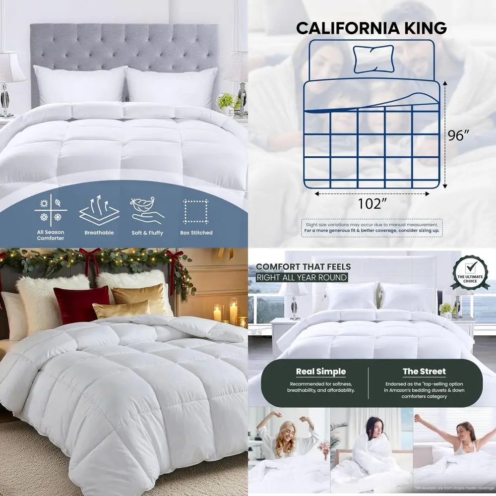 

Одеяло Comorters Caliornia King Size, всесезонное, с наполнителем, аналог пуха, с ромбовидной прострочкой, с креплениями, можно стирать в машине (белое)