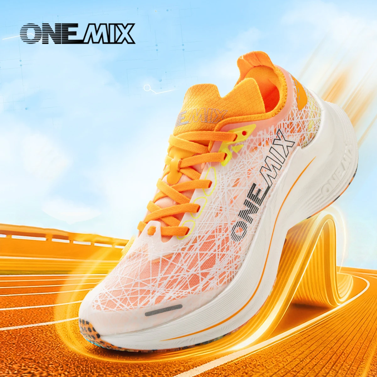 

ONEMIX New Marathon Carbon Plate Running Shoes Shock Absorption Ultra-light Sports Shoes Rebound Technology Outdoor Men Sneakers
