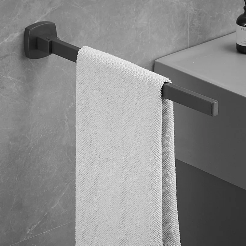 

Black Bathroom Towel Bar Wall Mounted Towel Rod Sus304 Grey Towel Hanger Fodable Towel Holder Chrome Towel Rail Towel Bar