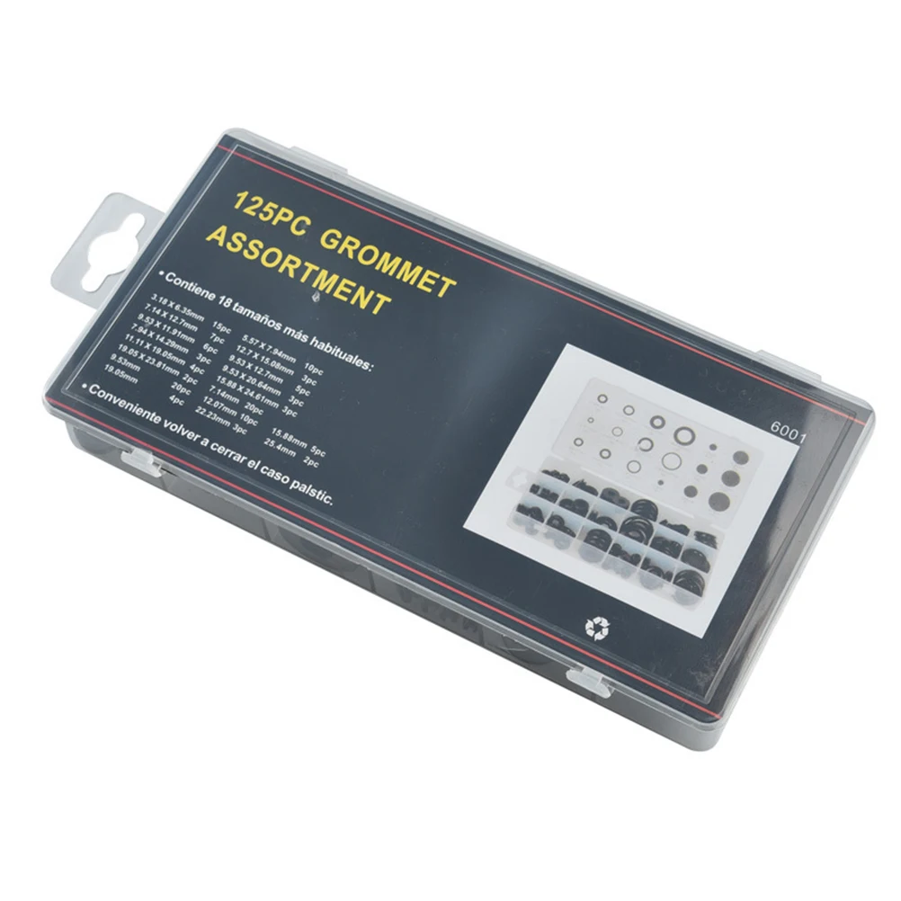 

125 Piece O-Ring Rubber Seal Gasket Set Black Protective Rings for Automotive Marine Rv Wiring and Hose Edges Rubber O-Ring