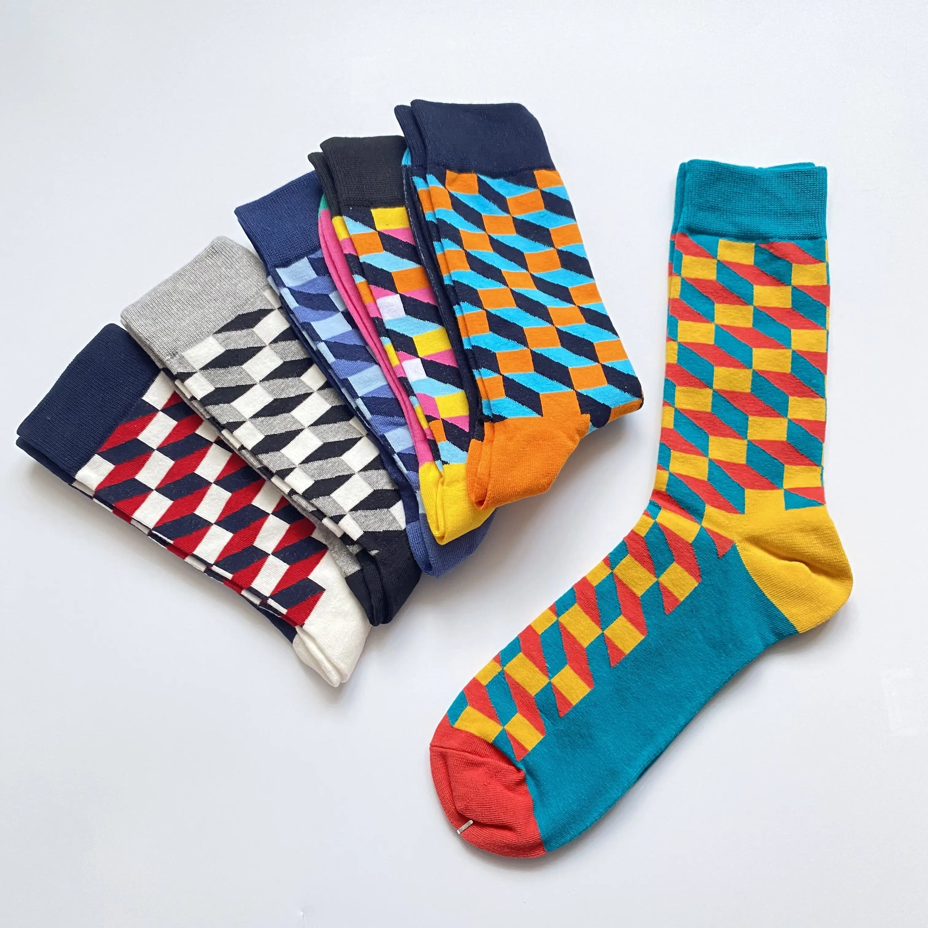 Colorful Mid-Calf Socks for Men\'s Fun Set Dress Socks, Perfect for Casual Wear