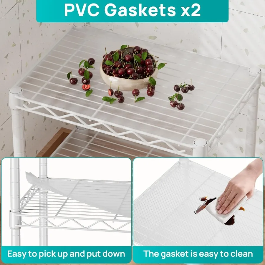 2 Small Shees Kitchen Storage Shelf Wire Sheing Unit Metal Shelf Adjustable Organizers Storage Sheing for Office Pantry White 1