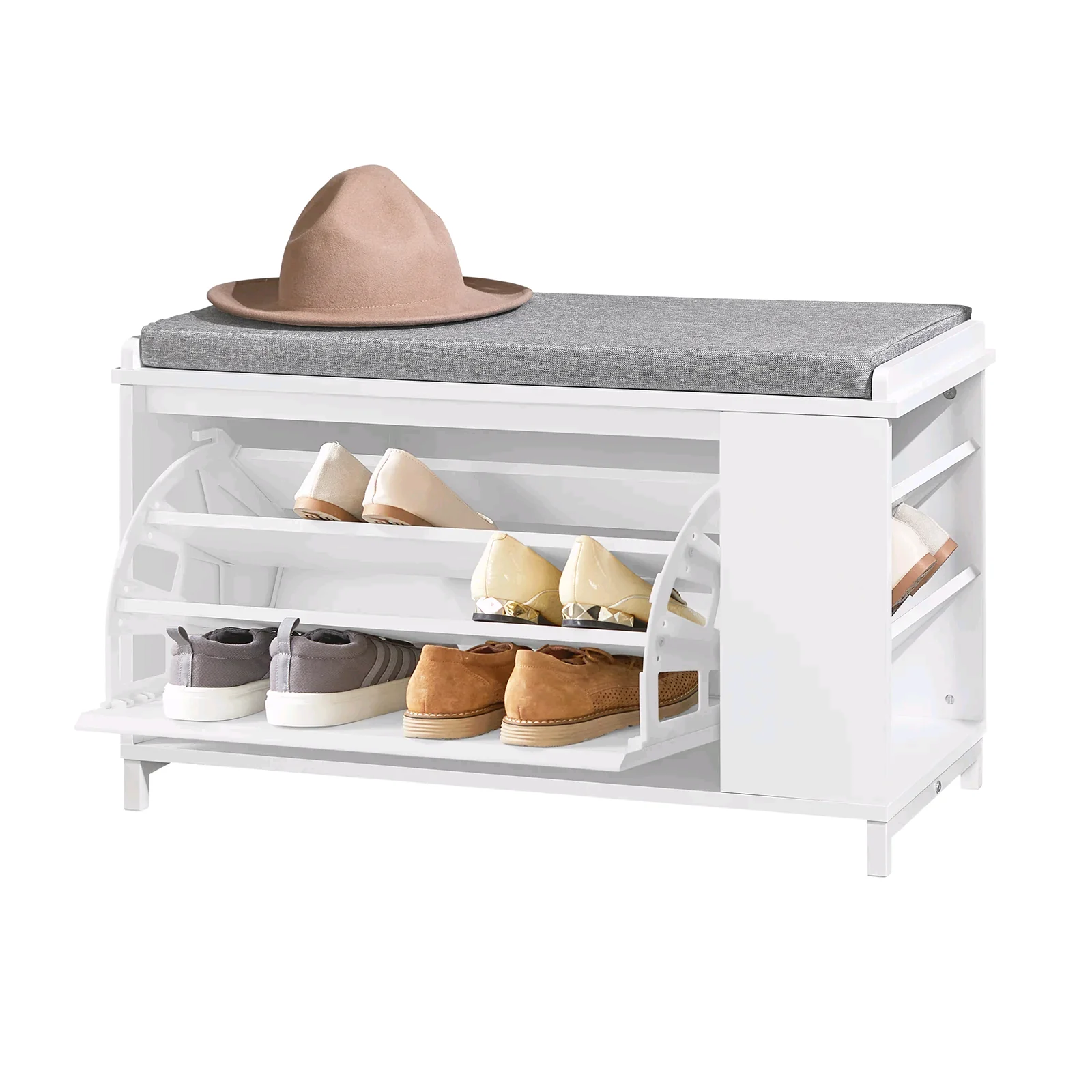 

！@Combohome Living Room Entryway Furniture Modern Designs 3 Tier Shoe Organizer Cabinet Wooden Pull Out Shoe Rack Storage Bench