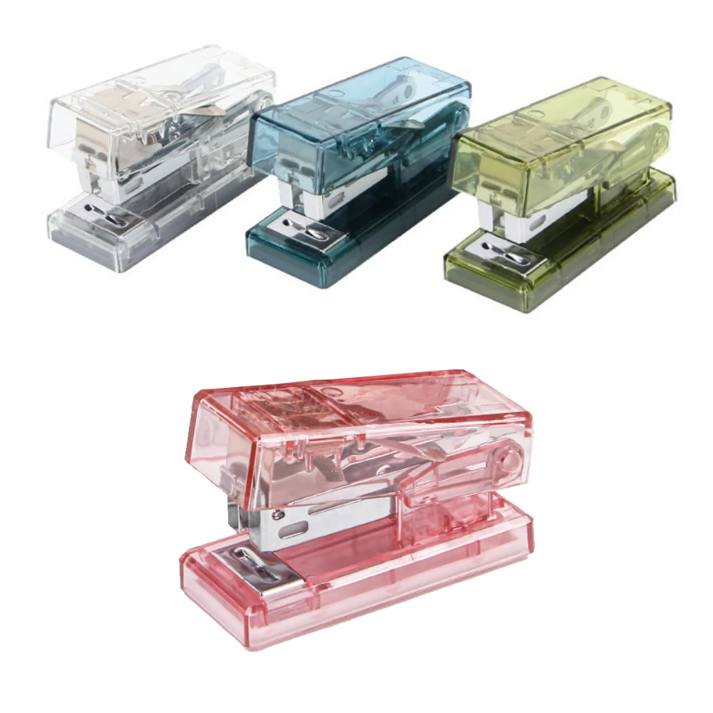 Mini Stapler with staples Creative Binding Tools Transparent Trumpet Stapler File Organizer Paper Binding School Office Supplies