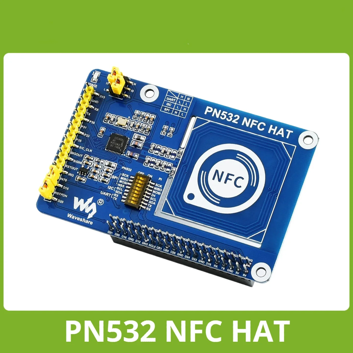 Waveshare PN532 NFC HAT for Raspberry Pi I2C/SPI /UART 3.3V/5V,Raspberry Pi NFC Reader/Arduino NFC Reader Writer