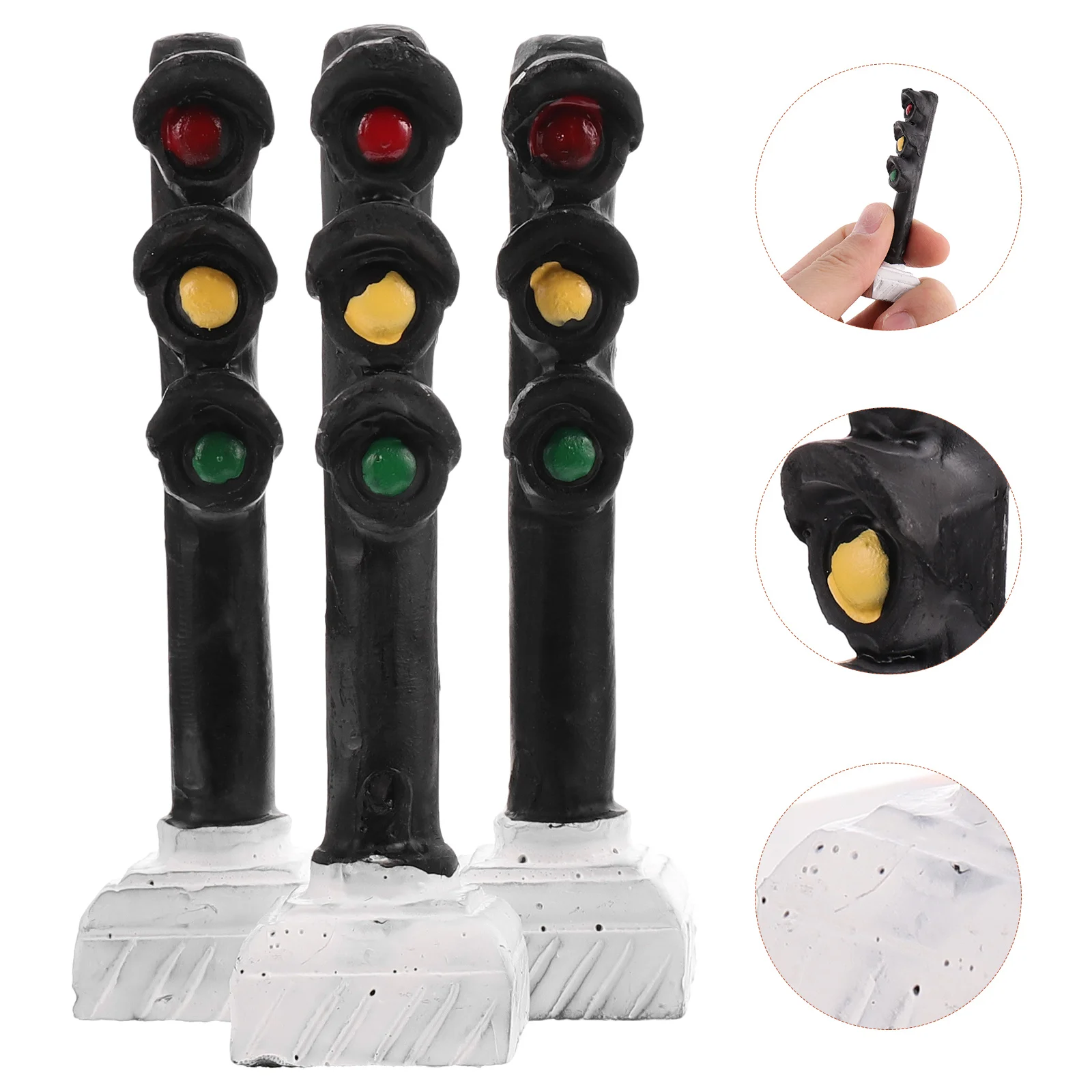 3 pezzi mini semaforo ornamento in resina arredamento da tavolo camera da letto per bambini collezione ufficio casa display durevole resistente all'usura