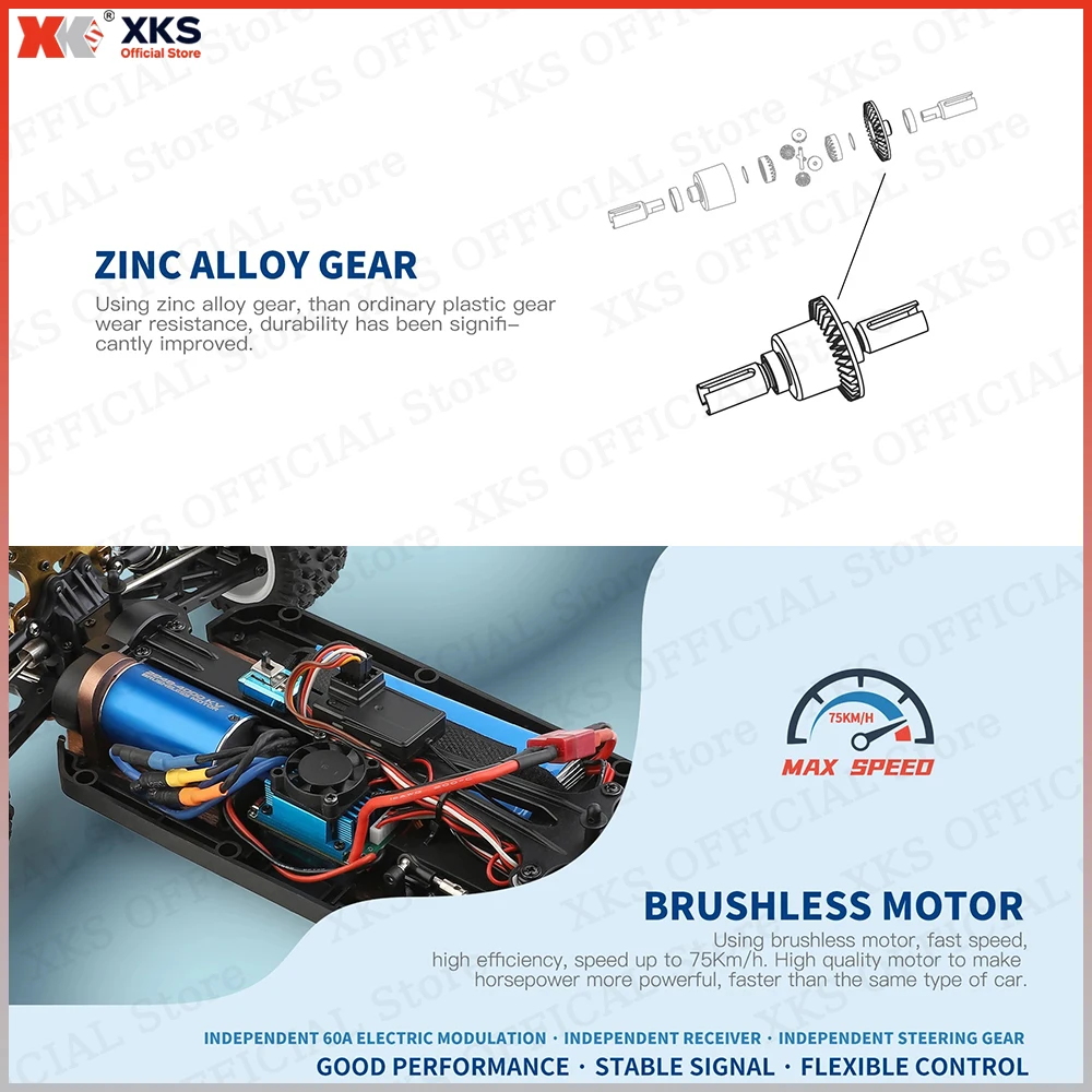 XKS WLtoys124017 V8 RC Camion Scala 1/12 4WD Fuoristrada Auto telecomandata Ad alta velocità 75 km/h Drift Veicolo giocattolo per ragazzi Regalo per bambini