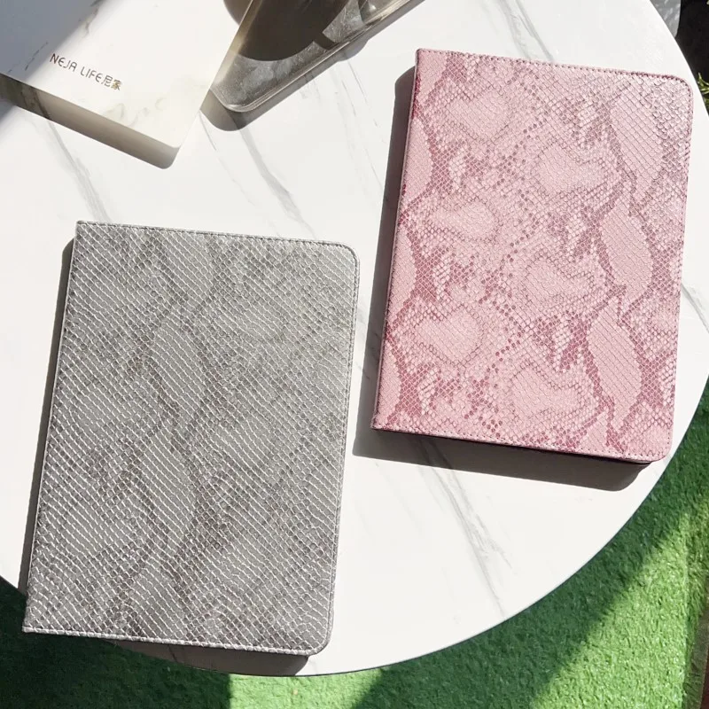 Snake Skin Texture Case for iPad Mini 6-7/iPad 5-10th Gen Air 4-7 Pro 8.3/10.9/10.5/9.7/11/12.9/13in(2018-2025)A16 Leather Cover
