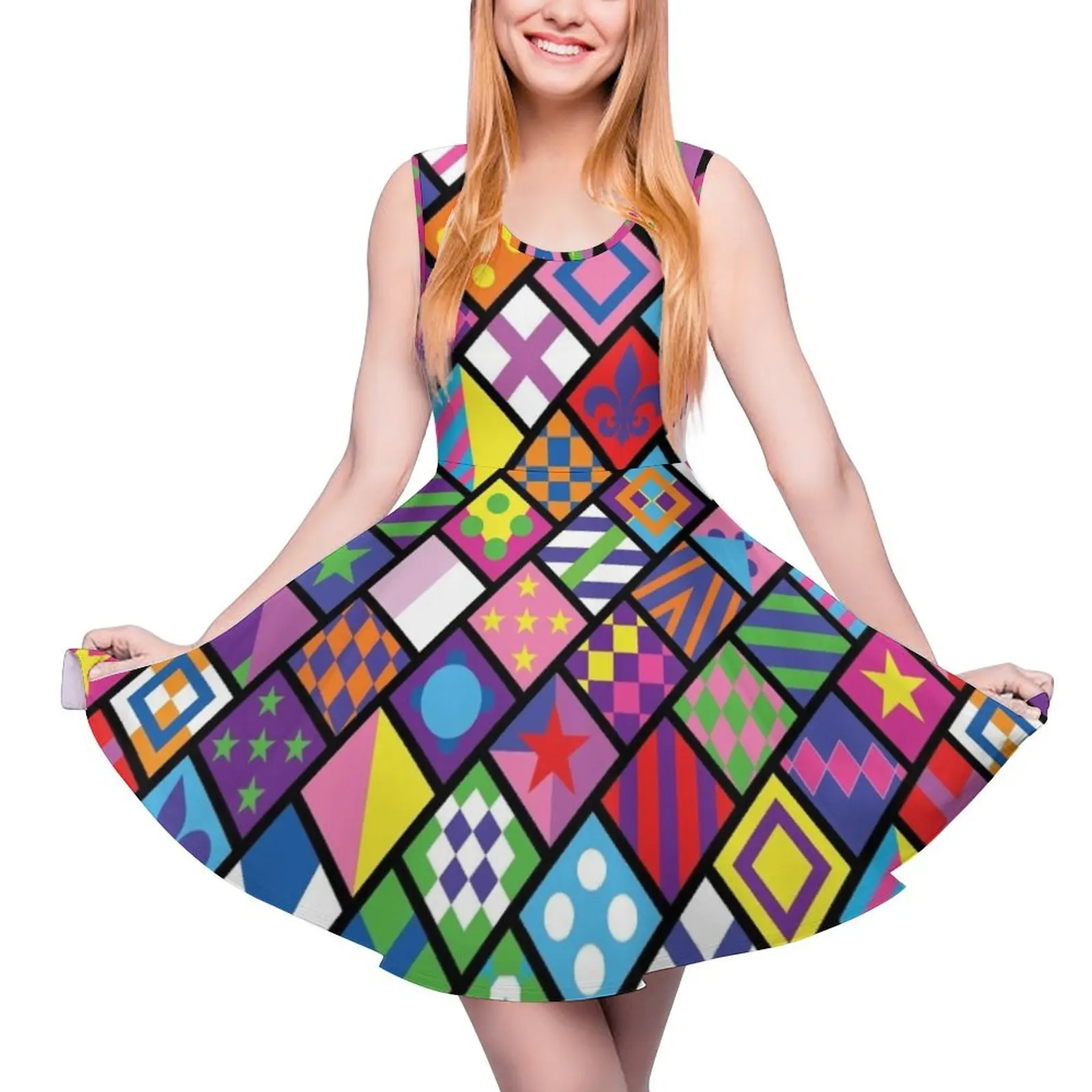 

Horse racing colorful jockey squares Sleeveless Dress purple dress birthday dresses for women