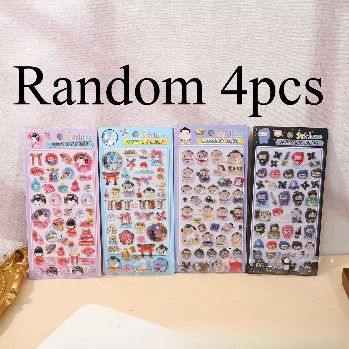 Pegatinas de Relieve 3D de Cristal con Dibujos Animados de Sumo Ninja Japoneses Kawaii, Decoración Creativa para Carcasas de Teléfono, Accesorios de Regalo de Cumpleaños para Niñas