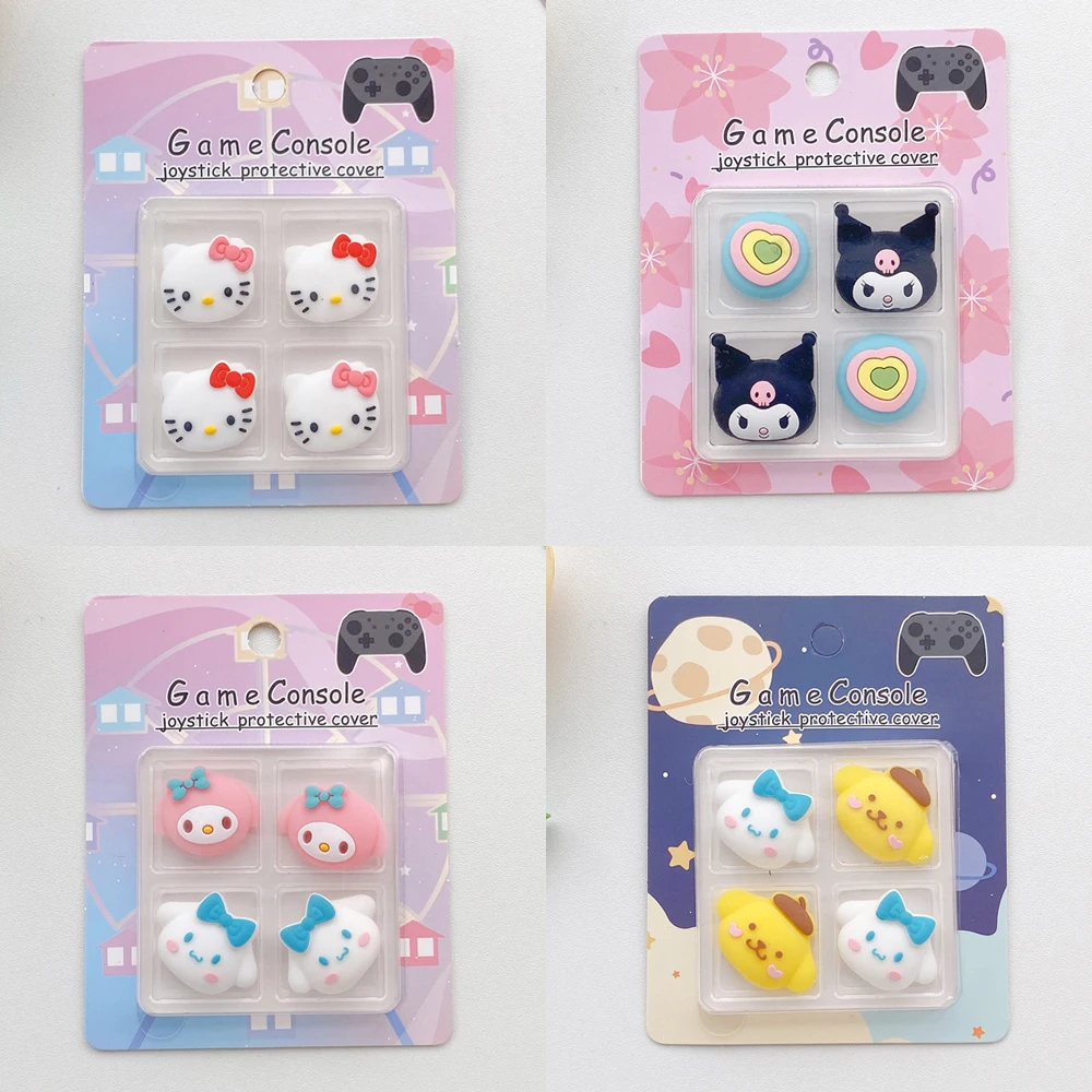 4Pcs Thumb Stick Grip Cap Joycon Cover For Sony Playstation 5 4 PS5 PS4 PS3 XBOX Switch Pro Controller Cinnamoroll Kuromi Kitty