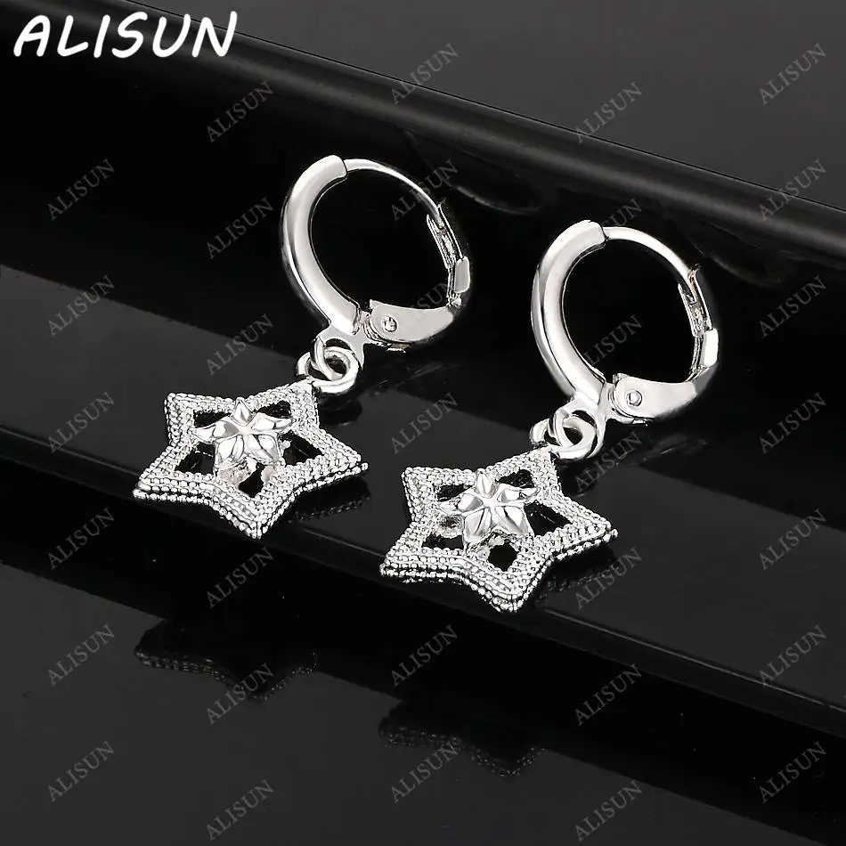 

ALISUN 925 Sterling Silver Zircons Star Earrings Drop Earrings For Women Charm Trend Birthday Gifts Fashion Party Fine Jewelry