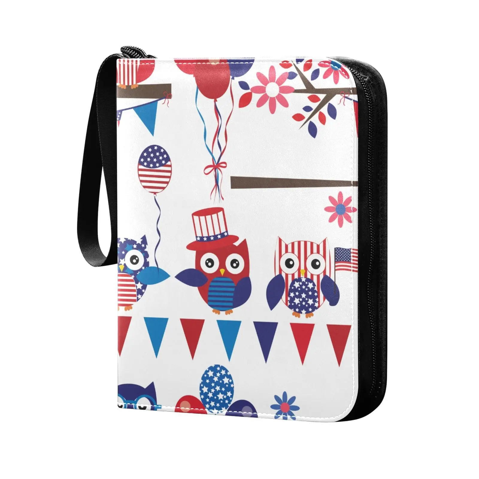 Owl Fox Card Binder 4 Pocket Card Binder, 400 Double Sided Pocket Album for Sport Game Cards, Unique Card Collection Storage