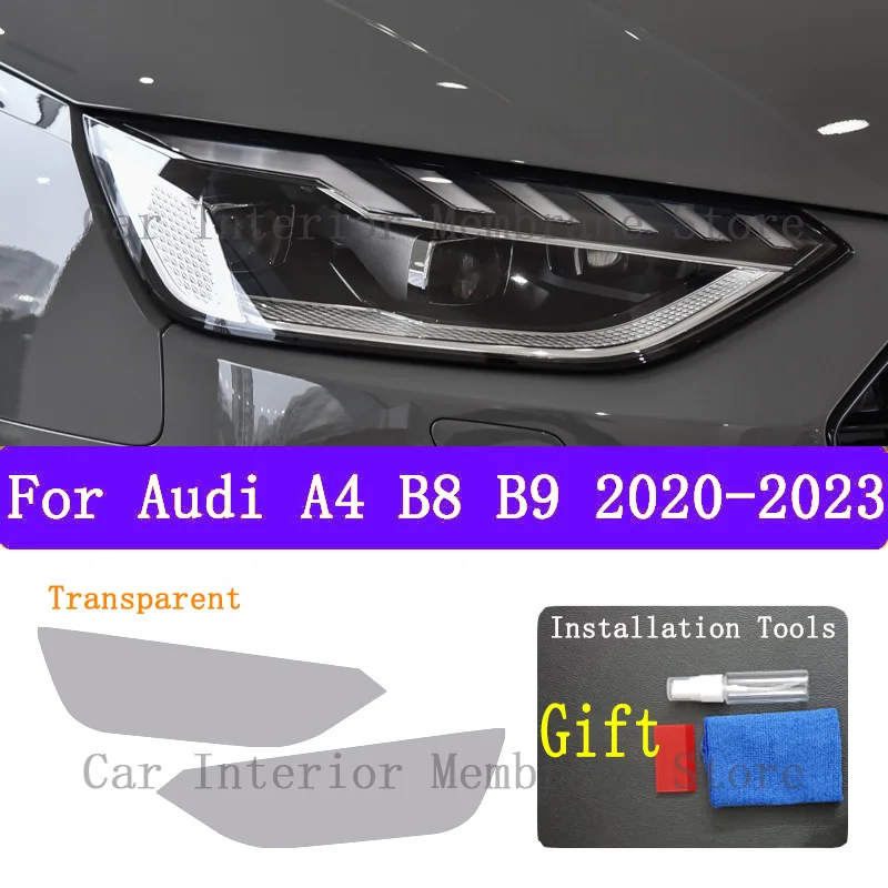 

For Audi A4 B8 B9 2020- 2023Car Exterior Headlight Anti-scratch Front Lamp Tint TPU Protective Film Cover Accessories Sticker