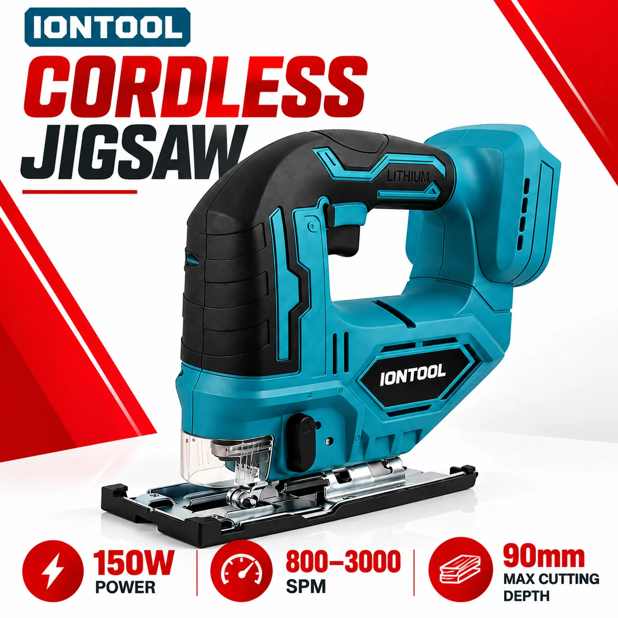 IONTOOL 150W 90mm Depth Cordless Variable Speed for Cabinet Making and Curved Cutouts Home DIY Bare Tool chain saw