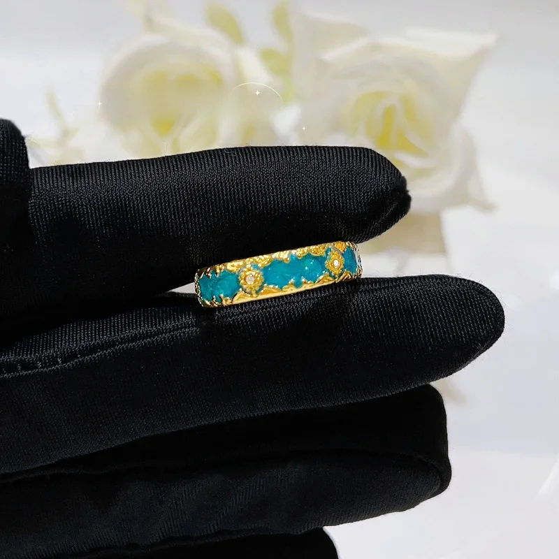 Enamel craftsmanship with beautiful patterns, sophisticated design, high-quality and exquisite enamel ring - women's jewelry