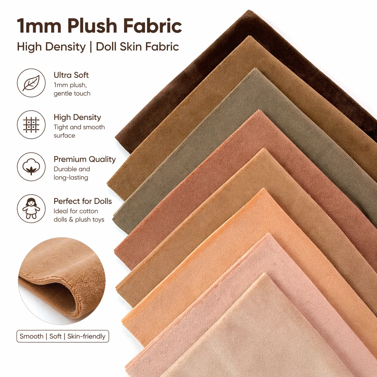 Sewbato Diy Doll Skin Plush Fabric 1mm Minky Fabric Plush With A Variety Of Colors To Choose Plush Fabrics